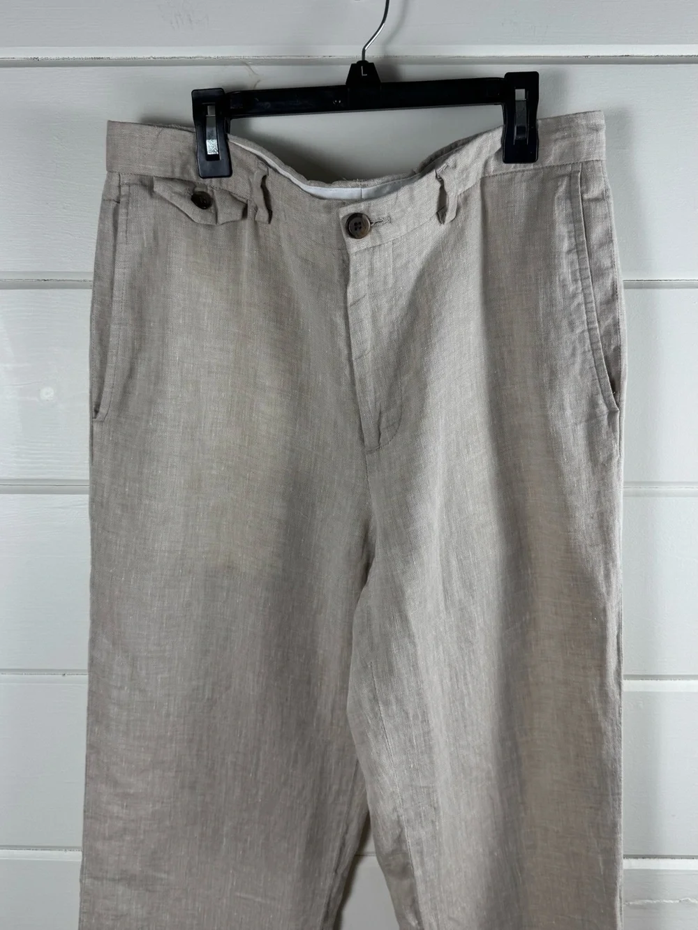Claiborne 100% Linen Pants Men’s 30x32 Beige Flat Front Casual Lightweight